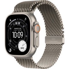 שעון Apple Watch Ultra 3 בגודל 49 מ"מ עם GPS + Cellular בצבע Natural Titanium עם רצועת Natural Titanium Milanese Loop — מידה Large (2025)
