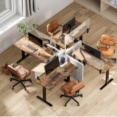 שולחן מחשב עם כיוון גובה ידני — שחור / עץ וינטג׳