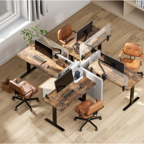 שולחן מחשב עם כיוון גובה ידני — שחור / עץ וינטג׳