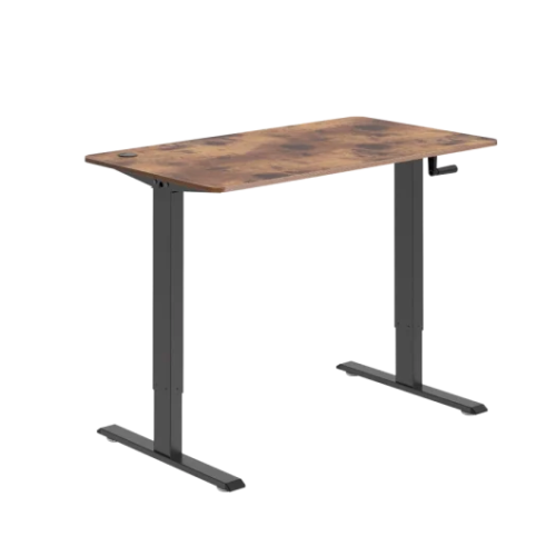 שולחן מחשב עם כיוון גובה ידני — שחור / עץ וינטג׳