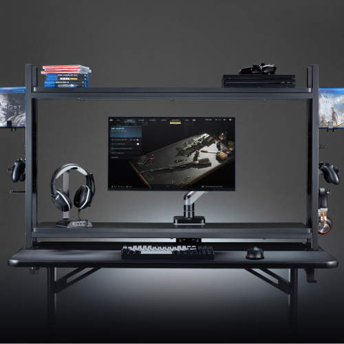 Desktop shelf for organizing gaming accessories