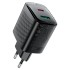 Быстрое сетевое зарядное устройство A106 PD45W (USB-C + USB-A) с европейской вилкой (EU), черное