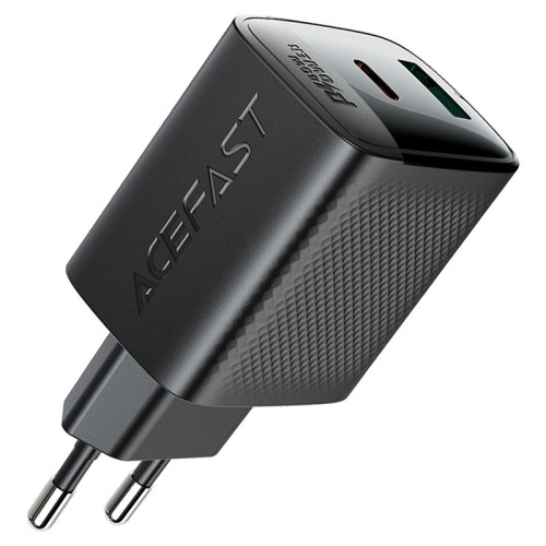 Быстрое сетевое зарядное устройство A106 PD45W (USB-C + USB-A) с европейской вилкой (EU), черное