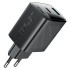 Быстрое сетевое зарядное устройство A106 PD45W (USB-C + USB-A) с европейской вилкой (EU), черное