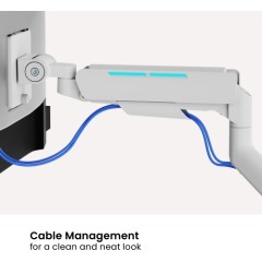 זרוע שולחנית כפולה עם תאורת RGB ל-2 מסכים בגודל 17″–35″