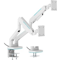 זרוע שולחנית כפולה עם תאורת RGB ל-2 מסכים בגודל 17″–35″