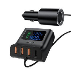 Быстрое автомобильное зарядное устройство HUB B8 (3xUSB-A + 1xUSB-C)