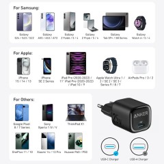 Compact Anker USB-C 25W Wall Charger — Black