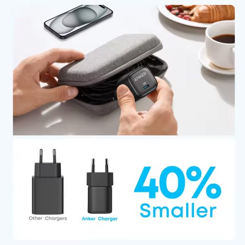 Compact Anker USB-C 25W Wall Charger — Black