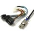 Cable MINI SAS to SAS X4 including power connection, 1 meter long.