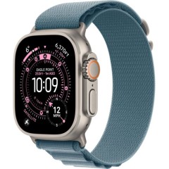 שעון Apple Watch Ultra 3 בגודל 49 מ"מ עם GPS + Cellular בצבע Natural Titanium עם רצועת Light Blue Alpine Loop — מידה Large (2025)