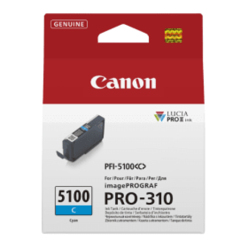 מחסנית דיו ציאן מקורית Canon PFI-5100C למדפסת Canon imagePROGRAF PRO-310