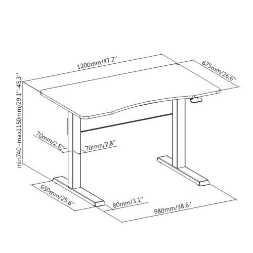 Adjustable Work Desk by LUMI, model G03-22D-BS.