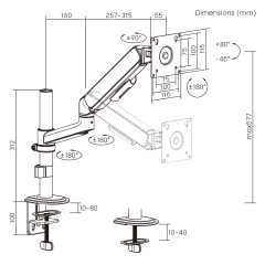 זרוע למסך אחד עם בולם גז 17"-32"