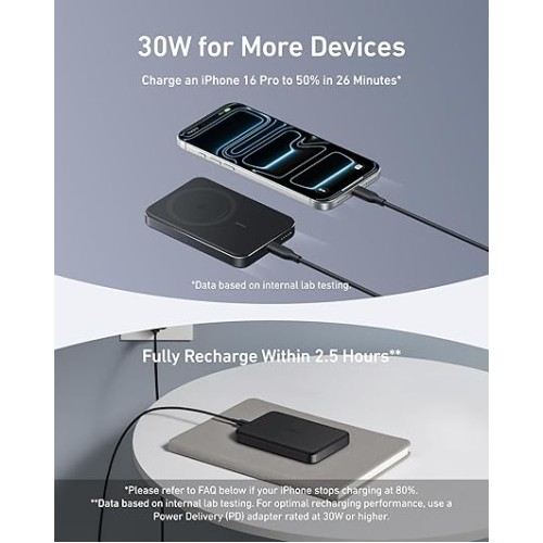 סוללת גיבוי מגנטית Anker MagGo Power Bank 10000mAh (Slim) — שחור