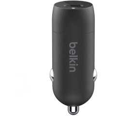 מטען לרכב Belkin עם חיבור USB-C + כבל USB-C ל-Lightning באורך 1 מטר (שחור)