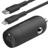 Автомобильное зарядное устройство Belkin USB-C + кабель USB-C на Lightning 1 метр (черный)