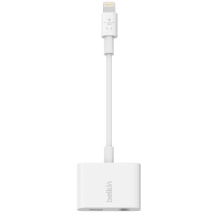 מתאם Belkin RockStar – חיבור Lightning לאודיו 3.5 מ"מ + טעינה (לבן)