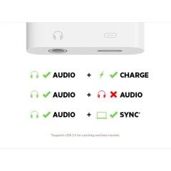 מתאם Belkin RockStar – חיבור Lightning לאודיו 3.5 מ"מ + טעינה (לבן)