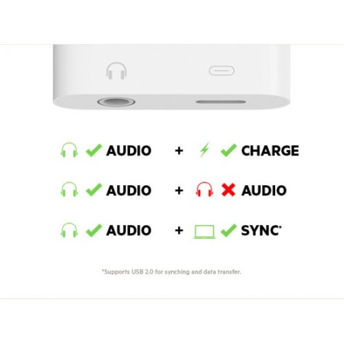 מתאם Belkin RockStar – חיבור Lightning לאודיו 3.5 מ"מ + טעינה (לבן)