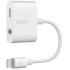 מתאם Belkin RockStar – חיבור Lightning לאודיו 3.5 מ"מ + טעינה (לבן)