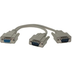 DB9 Male Cable - for 2 Female DB9 Ports