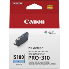 מחסנית דיו ציאן פוטו מקורית Canon PFI-5100PC למדפסת Canon imagePROGRAF PRO-310