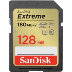 כרטיס זיכרון SanDisk Extreme SDXC UHS-I Class-10 U3 V30 בנפח 128GB