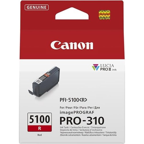מחסנית דיו אדומה מקורית Canon PFI-5100R למדפסת Canon imagePROGRAF PRO-310