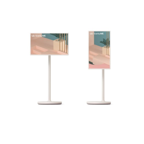 מסך חכם LG StandbyME 27" FHD על גלגלים — בז׳