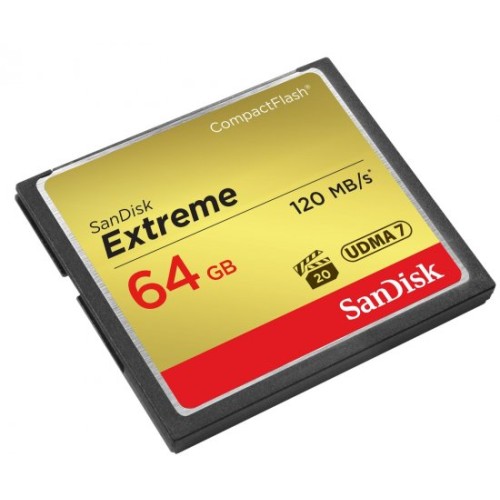 SanDisk 800x Extreme Compact-Flash memory card with a capacity of 64GB