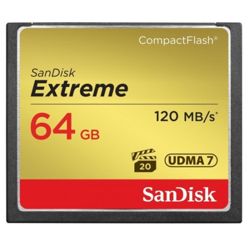 SanDisk 800x Extreme Compact-Flash memory card with a capacity of 64GB