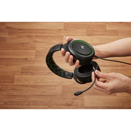 אוזניות גיימינג סטריאו ירוקות Corsair HS50 PRO Stereo Gaming Headset Green