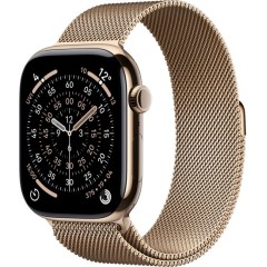 שעון Apple Watch 46mm Series 11 GPS + Cellular בצבע Gold Titanium עם רצועת Gold Milanese Loop M/L (2025)