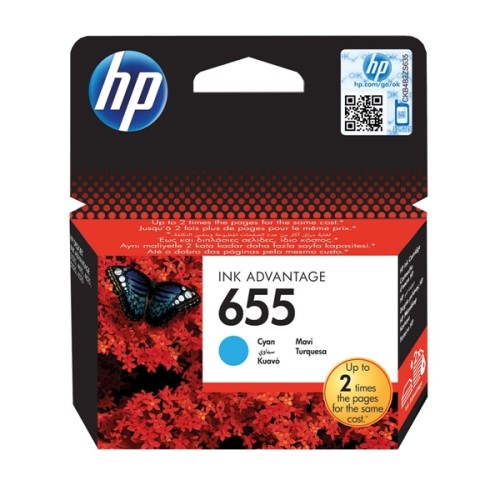 Original HP 655 Cyan Ink Cartridge for HP DeskJet Ink Advantage Printers