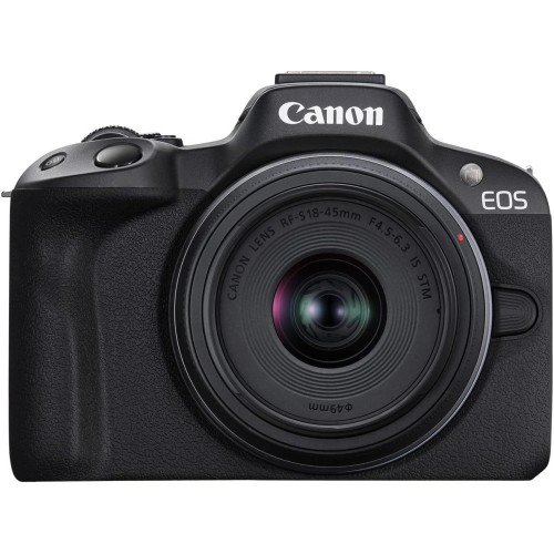 מצלמה דיגיטלית ללא מראה Canon EOS R50 + עדשות RF-S 18-45mm F4.5-6.3 IS STM ו-RF 75-300mm F4-5.6 — שחור