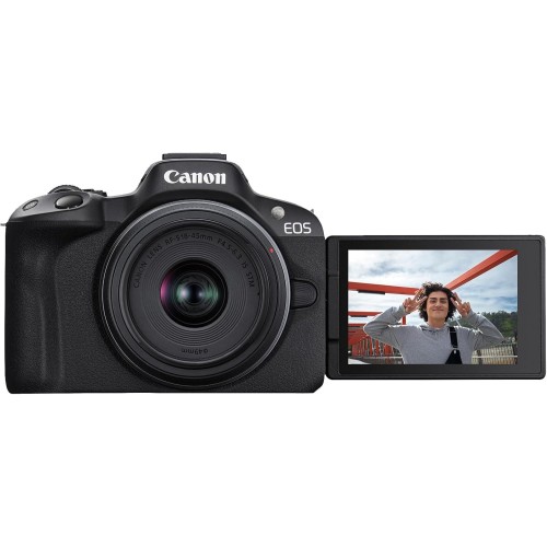 מצלמה דיגיטלית ללא מראה Canon EOS R50 + עדשות RF-S 18-45mm F4.5-6.3 IS STM ו-RF 75-300mm F4-5.6 — שחור