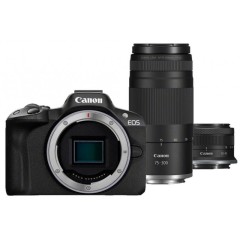מצלמה דיגיטלית ללא מראה Canon EOS R50 + עדשות RF-S 18-45mm F4.5-6.3 IS STM ו-RF 75-300mm F4-5.6 — שחור