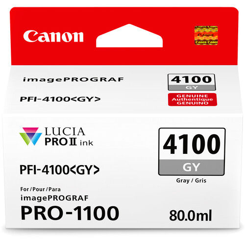 מחסנית דיו אפורה מקורית Canon PFI-4100GY למדפסת Canon imagePROGRAF PRO-1100