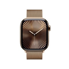 שעון Apple Watch Series 10 GPS + Cellular בגודל 42 מ"מ בצבע Gold Titanium Case עם רצועת Gold Milanese Loop — מידה אחת (2024)