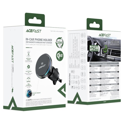 Автомобильный магнитный держатель D61 c быстрой беспроводной зарядкой Qi2