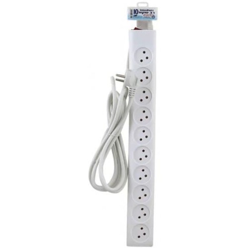 Power strip with switch, 10 sockets, 3 meters, Semicon.