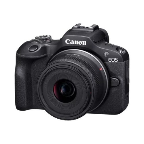 מצלמה דיגיטלית ללא מראה Canon EOS R100 עם עדשת RF-S 18-45mm F4.5-6.3 IS STM + תיק נשיאה + כרטיס זיכרון SD 64GB — שחור