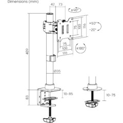 זרוע מפרקיתHeavy-Duty למסך בגודל 17″–49″