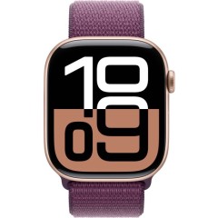 שעון Apple Watch Series 10 GPS  בגודל 46 מ"מ בצבע Rose Gold Aluminium עם רצועת Plum Sport Loop — מידה אחת (2024)