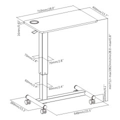 Mobile laptop table on wheels — Black