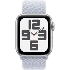 Apple Watch SE GPS 40мм + Cellular в цвете Silver Aluminium с ремешком Blue Cloud Sport Loop — Один размер (2024)