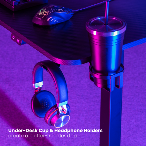 שולחן מחשב גיימינג בצורת L — שחור