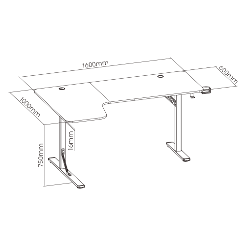 שולחן מחשב גיימינג בצורת L — שחור