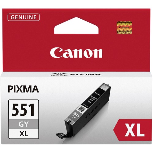 מחסנית דיו אפורה מקורית Canon CLI-551XLGY בתפוקה גבוהה למדפסות Canon PIXMA